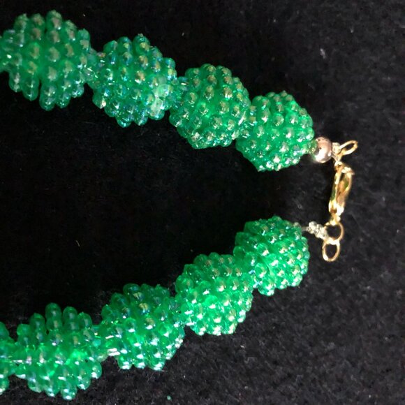 Beautiful 18" necklace handmade with vintage chunk beads green - Picture 2 of 3